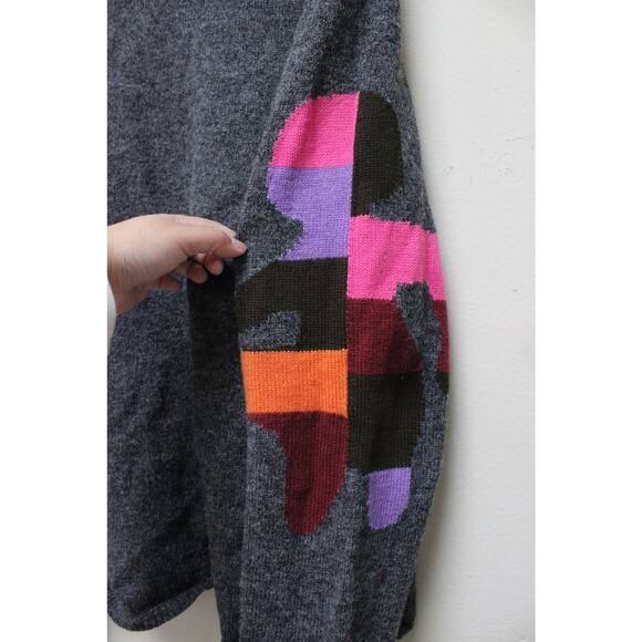 Comme des Garcons Gray Colorful Teddy Bear Knitted Wool Pullover Sweater Large - Picture 2 of 5